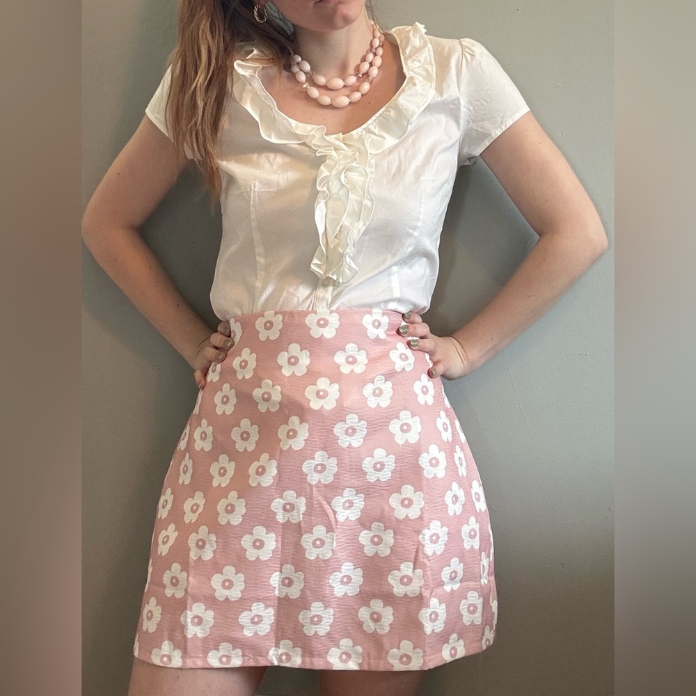 SHEIN Pink Floral Mini Skirt.